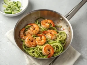 Espaguetis de calabacín con gambas