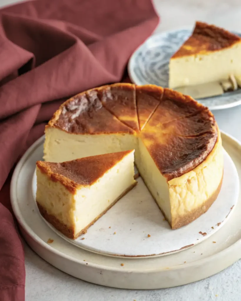 Tarta queso la viña 500 gramos en porciones sobre plato.
